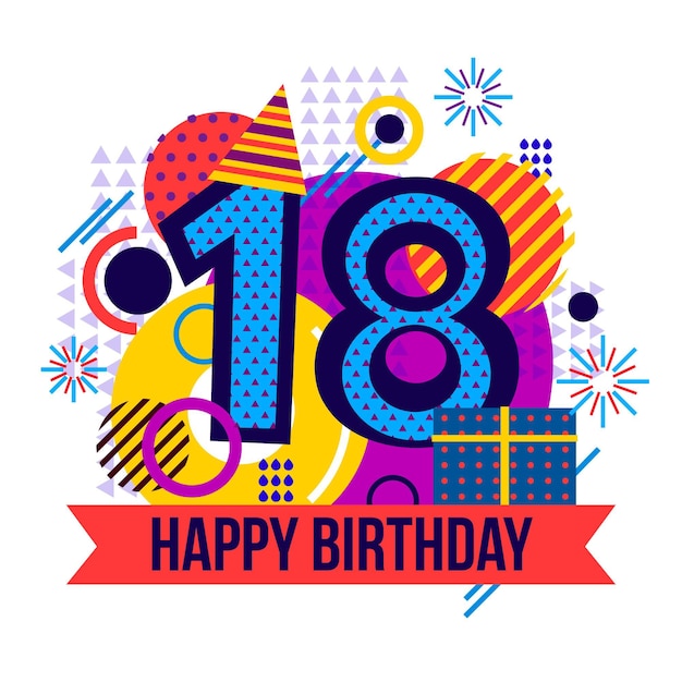 Download Free Vector | Happy 18th birthday background with party hat