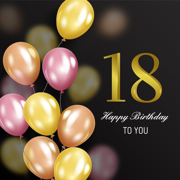 Free Vector | Happy 18th birthday background with realistic balloons