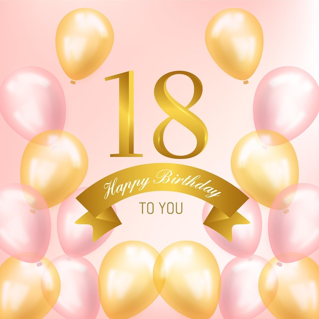 Download Free Vector | Happy 18th birthday background with ...
