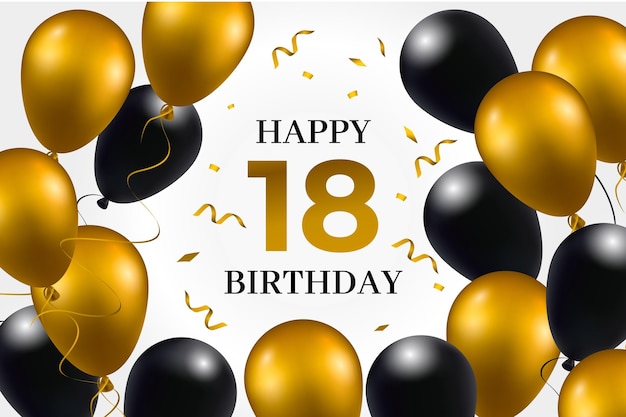 Premium Vector | Happy 18th birthday background with realistic balloons