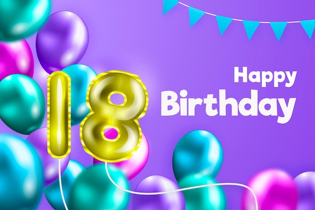 Download Free Vector | Happy 18th birthday background with ...