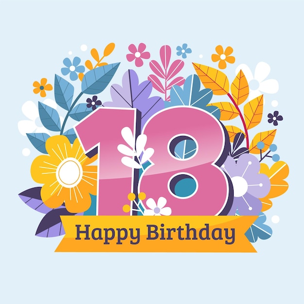 Download Free Vector | Happy 18th birthday background with ...