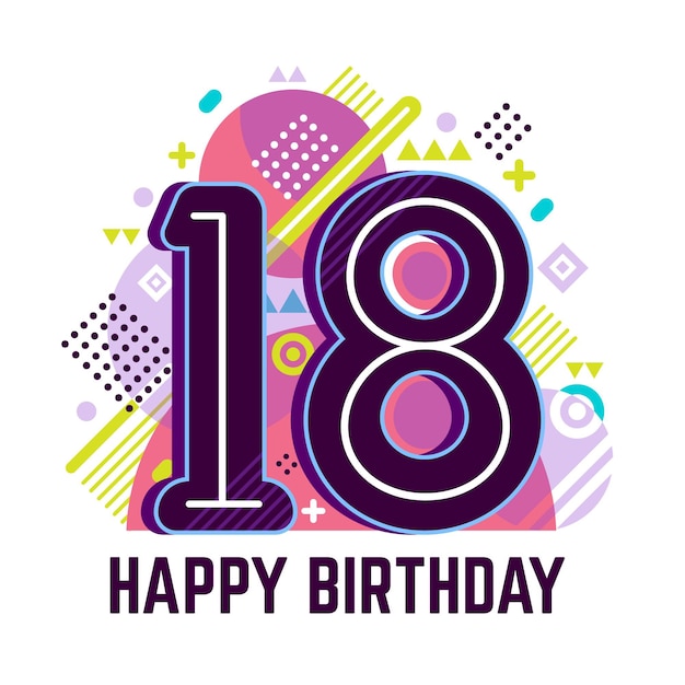 Download Free Vector | Happy 18th birthday background