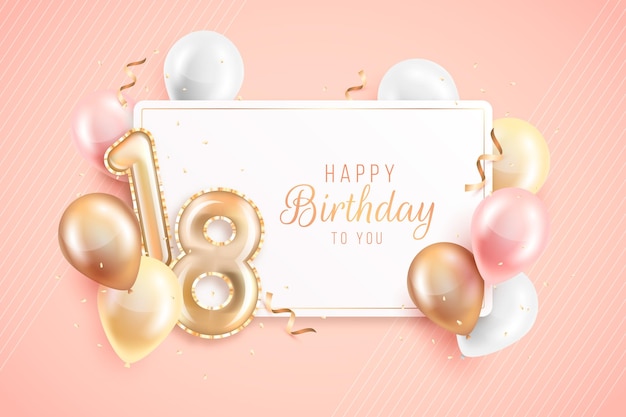 Download Free Vector | Happy 18th birthday with realistic balloons