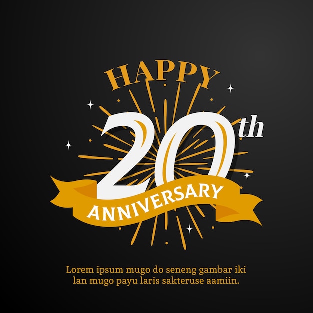 Premium Vector | Happy 20th anniversary logo template