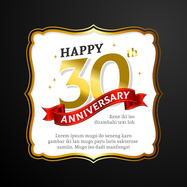 Premium Vector | Happy 30th anniversary card template