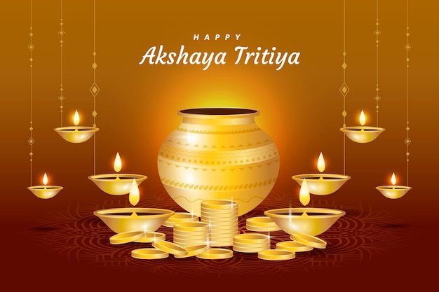 Free Vector | Happy akshaya tritiya with abundance symbols