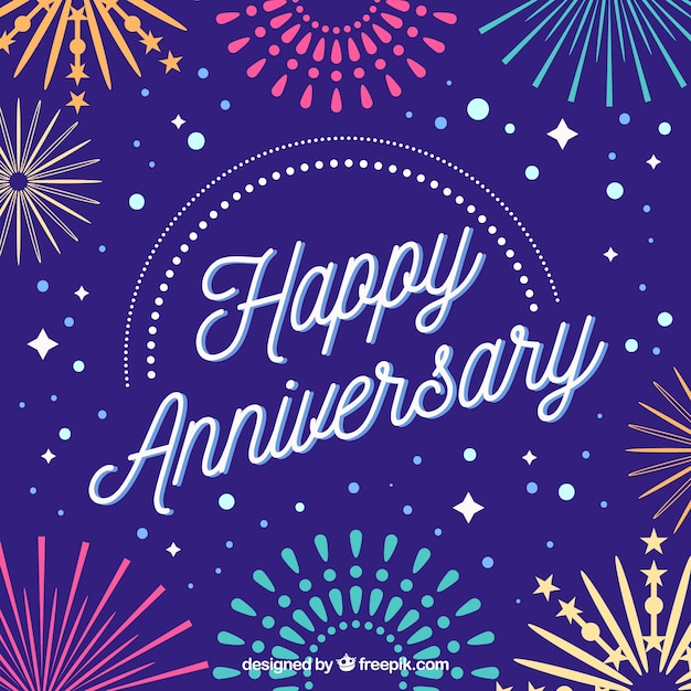 Free Vector | Happy anniversary card with fireworks