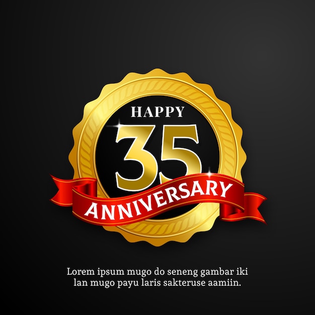 Premium Vector | Happy anniversary circle gold logo
