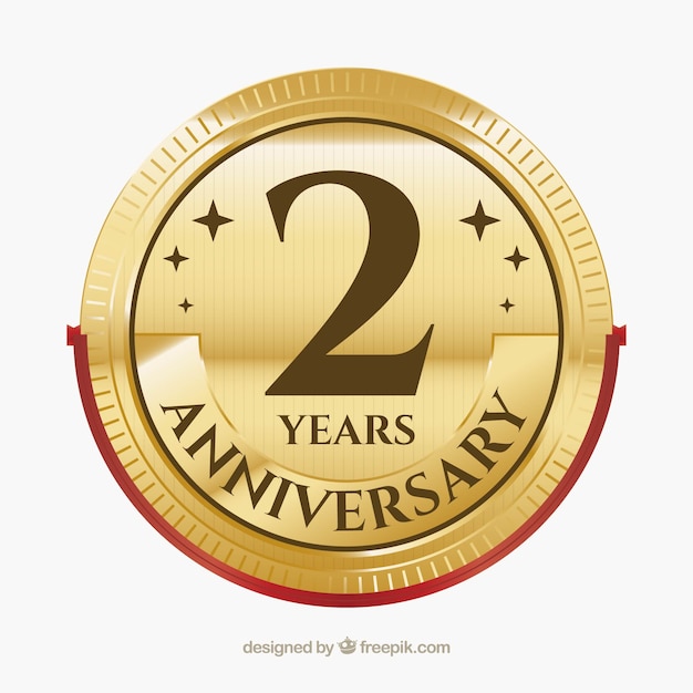 Happy anniversary label in golden style