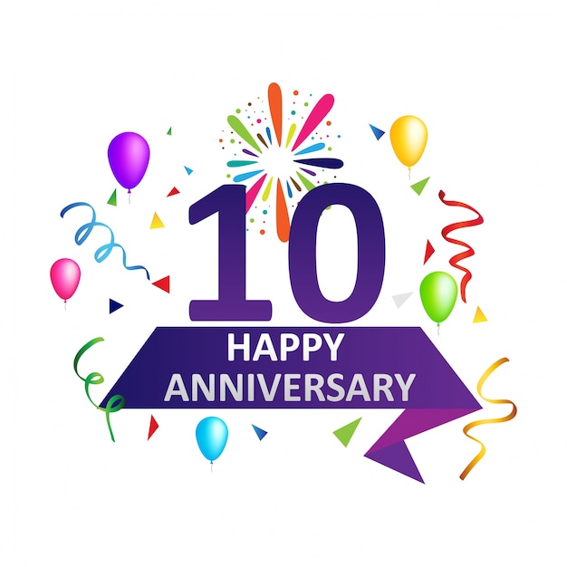 Premium Vector Happy Anniversary Ten Years Celebration