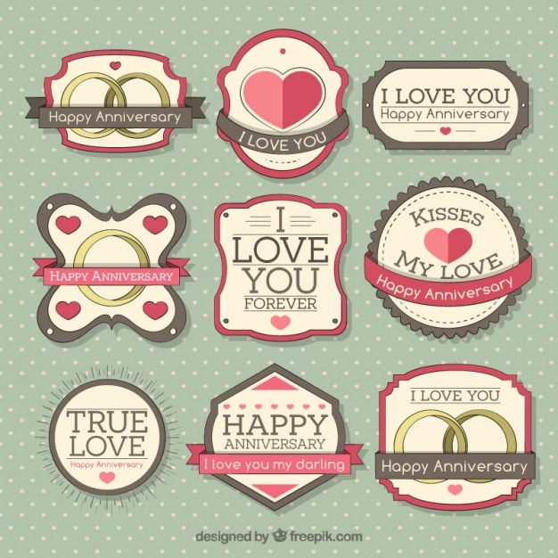 Premium Vector | Happy anniversary vintage labels