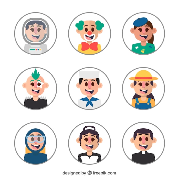 Happy avatars with different professions