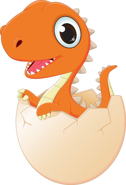 Download Happy baby dinosaur hatching | Premium Vector