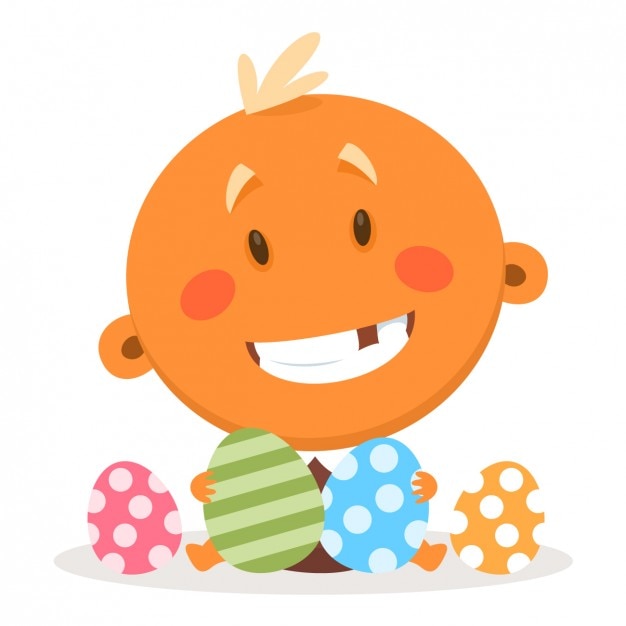 Happy Baby with Easter Eggs