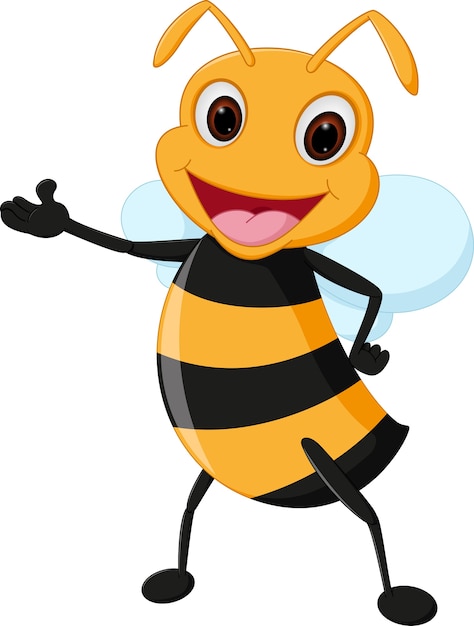 Premium Vector | Happy bee cartoon presenting