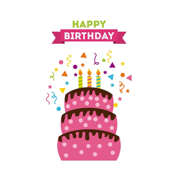 Premium Vector | Happy birrhday cake celebration