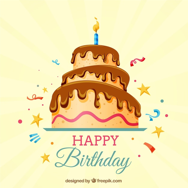Free Vector | Happy birthday background with cake