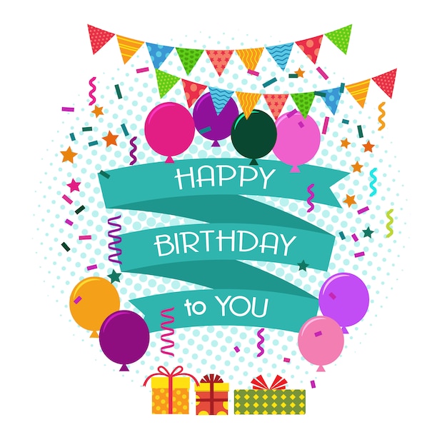 Premium Vector | Happy birthday background with decorative banner