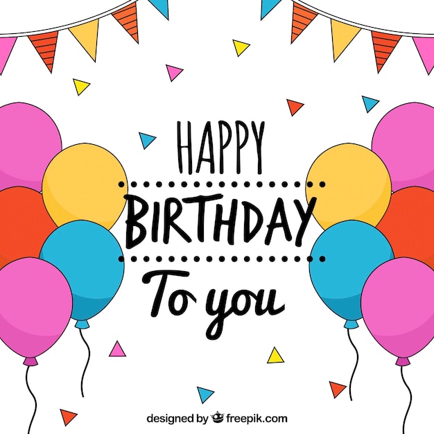 Free Vector | Happy birthday background with drawings of balloons and ...