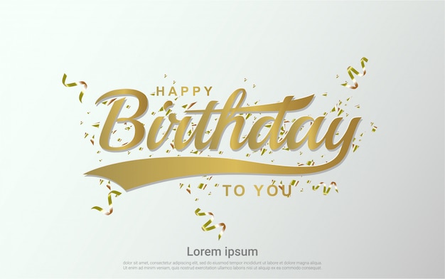 Download Happy birthday background with gold ribbon | Premium Vector