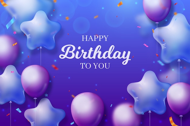 Free Vector | Happy birthday background with gradient violet balloons