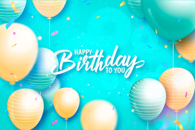 Free Vector | Happy birthday background with pastel blue and yellow ...