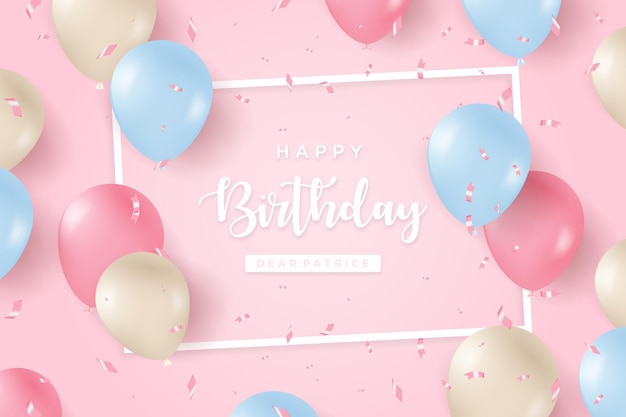 Premium Vector | Happy birthday background with soft pink background