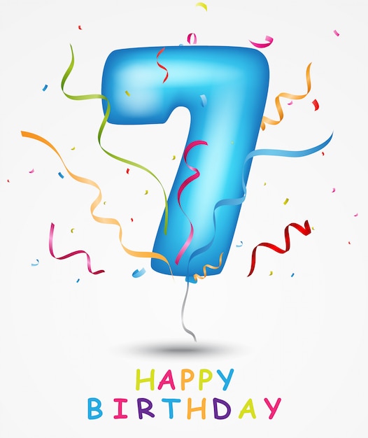 Download Happy birthday balloon with number 7 | Premium Vector