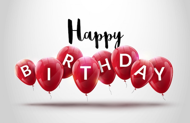 Happy birthday balloons celebration background Premium Vector