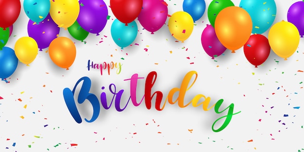 Premium Vector | Happy birthday banner colorful celebration background
