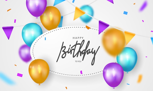 Premium Vector | Happy birthday banner colorful celebration background