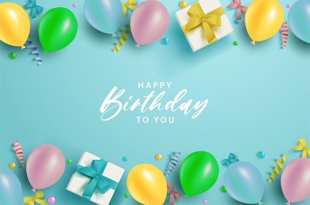 Premium Vector | Happy birthday on blue background