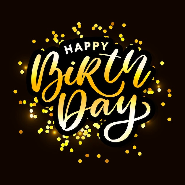 Premium Vector | Happy birthday brush script style hand lettering.