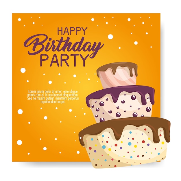 Premium Vector Happy Birthday Cake Card