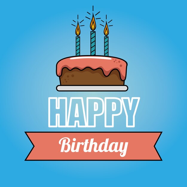 Premium Vector | Happy birthday cake card