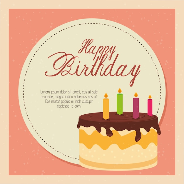 Premium Vector | Happy birthday cake card