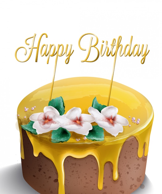 Download Happy birthday cake watercolor | Premium Vector