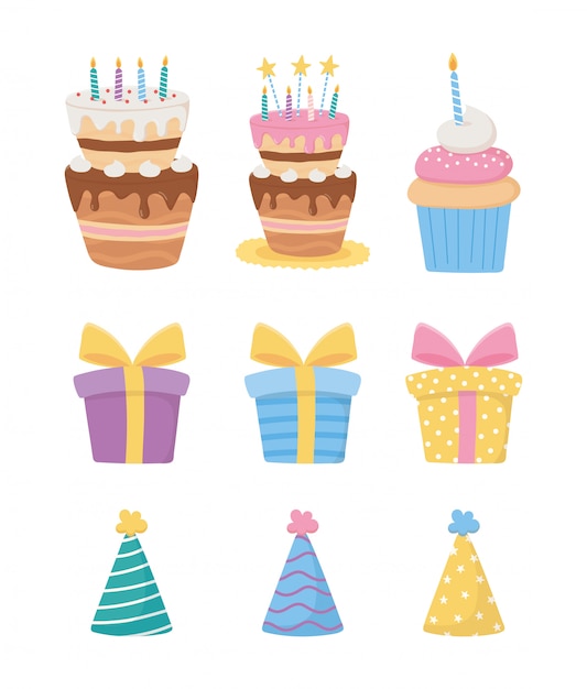 Download Premium Vector | Happy birthday, cakes with candles ...