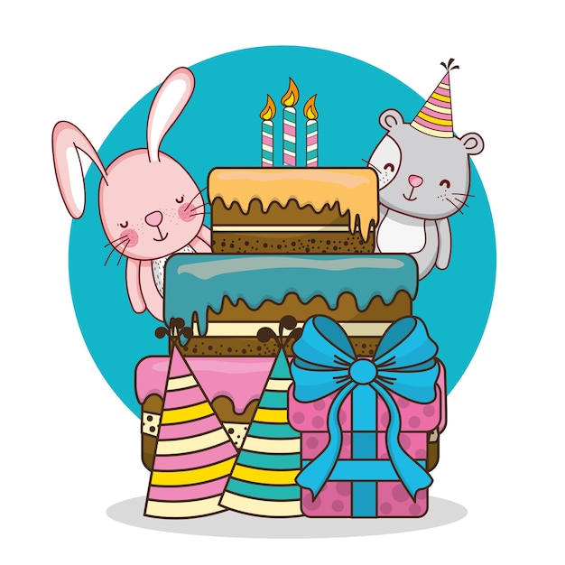 Premium Vector | Happy birthday card cartoons