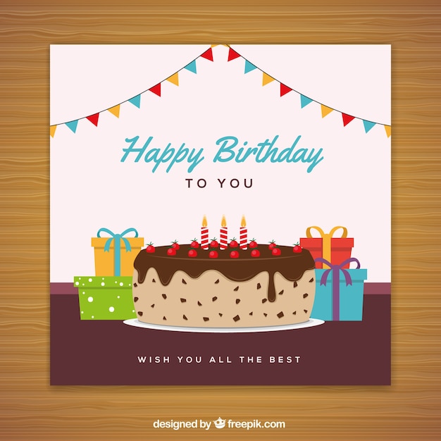Free Vector | Happy birthday card in flat style