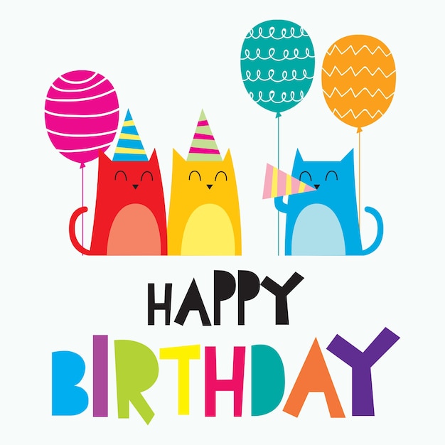 Download Happy birthday card for children, Colorful cute and funny ...