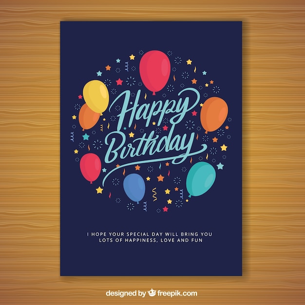 Happy birthday card in flat style