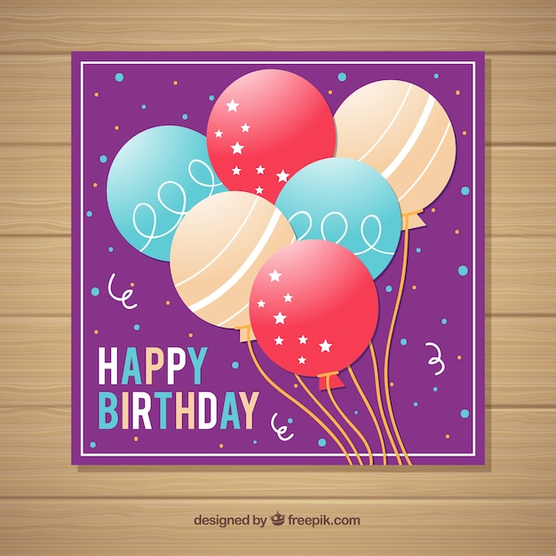 Download Free Vector | Happy birthday card invitation in flat style