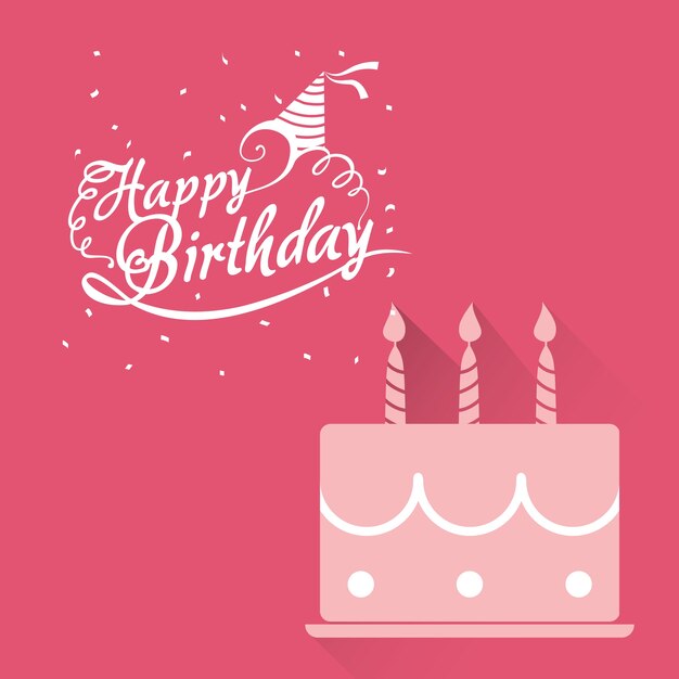 Download Happy birthday card pink cake lettering confetti Vector ...