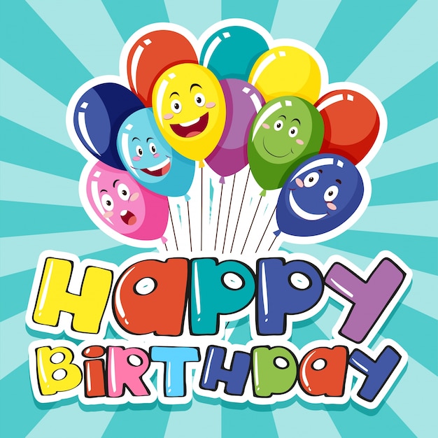 Premium Vector | Happy birthday card template with colorful balloons