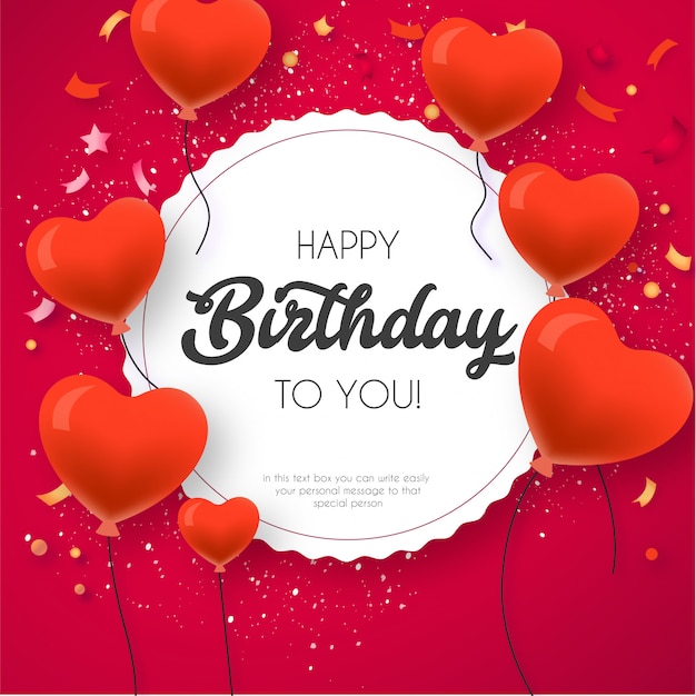 Free Vector | Happy birthday card template with lovely balloons