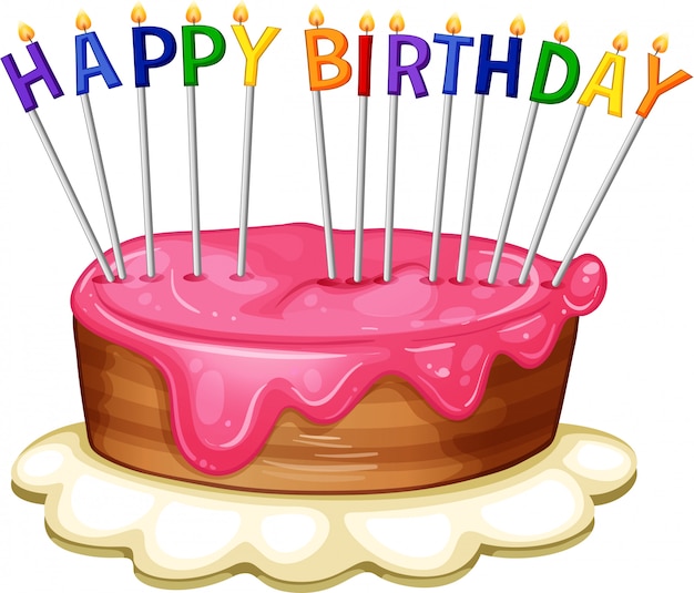 Download Happy birthday card template with pink cake Vector | Free ...
