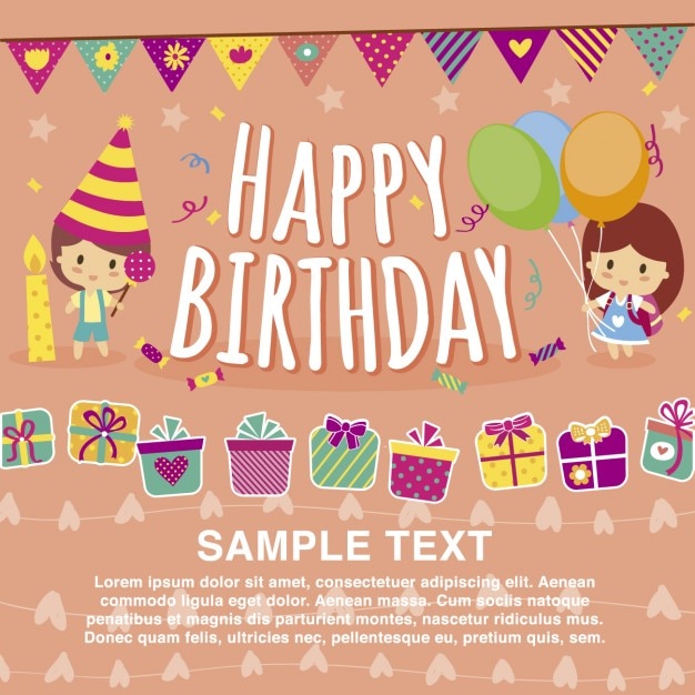 Happy birthday card template Vector | Free Download