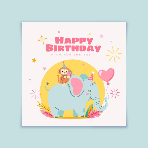 Download Happy birthday card template | Free Vector